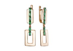 Золотые cерьги висячие с турмалином