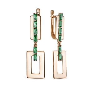 Золотые cерьги висячие с турмалином