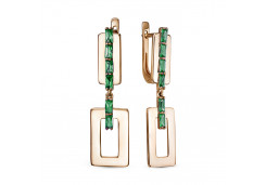 Золотые cерьги висячие с турмалином