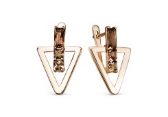 Золотые cерьги висячие с раух-топазом