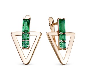 Золотые cерьги висячие с турмалином