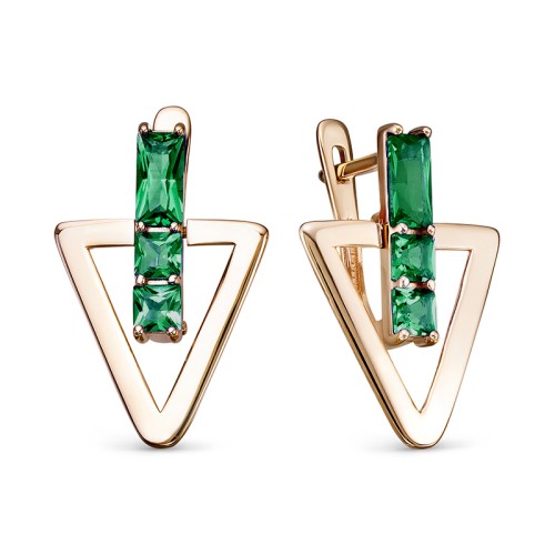 Золотые cерьги висячие с турмалином