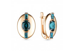 Золотые cерьги классические с лондон топазом