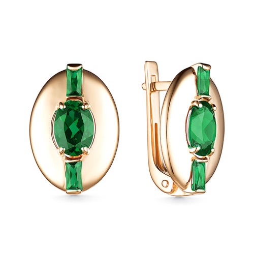 Золотые cерьги классические с хризопразом