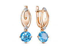 Золотые cерьги висячие с топазом