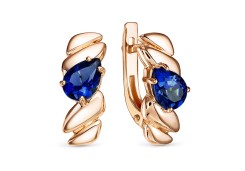 Золотые cерьги классические с корундом