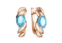 Золотые cерьги классические с топазом