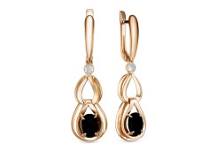 Золотые cерьги висячие с агатом