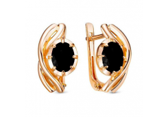 Золотые cерьги классические с агатом