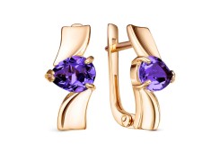 Золотые cерьги классические с танзанитом