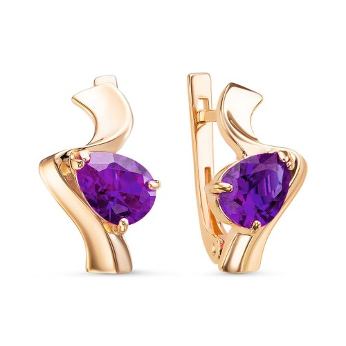 Золотые cерьги классические с танзанитом