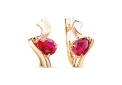 Золотые cерьги классические с топазом