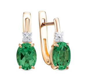 Золотые cерьги с турмалином