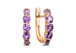 Золотые cерьги с аметистом