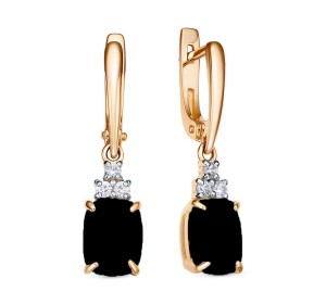 Золотые cерьги с агатом