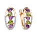 Золотые cерьги классические с полудрагоценными камнями