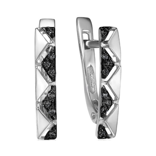 Серебряные cерьги классические с фианитом