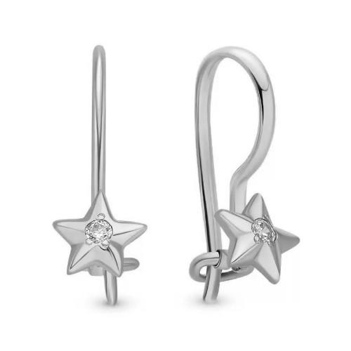 Серебряные cерьги классические с фианитом