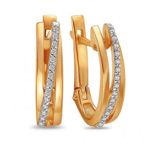 Золотые cерьги с фианитом