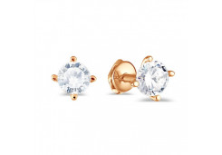 Золотые cерьги пусеты (гвоздики) с фианитом