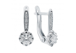 Серебряные cерьги классические с фианитом