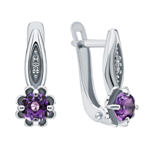 Серебряные cерьги с аметистом