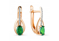 Золотые cерьги классические с фианитом