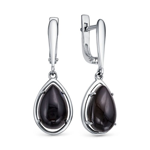 Серебряные cерьги висячие с агатом