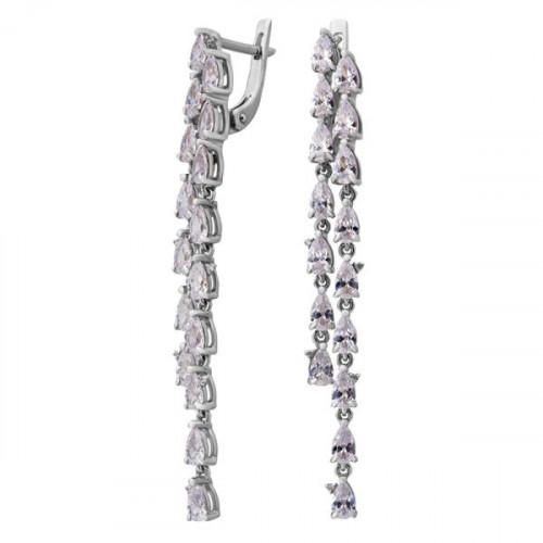 Серебряные cерьги висячие с фианитом