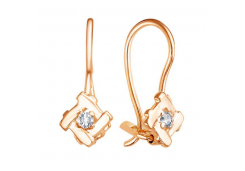Золотые cерьги классические с фианитом