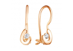 Золотые cерьги классические с фианитом