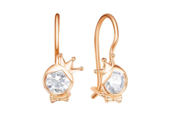 Золотые cерьги классические с фианитом