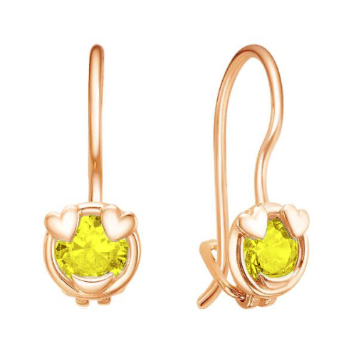 Золотые cерьги классические с фианитом