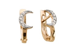 Золотые cерьги классические с фианитом