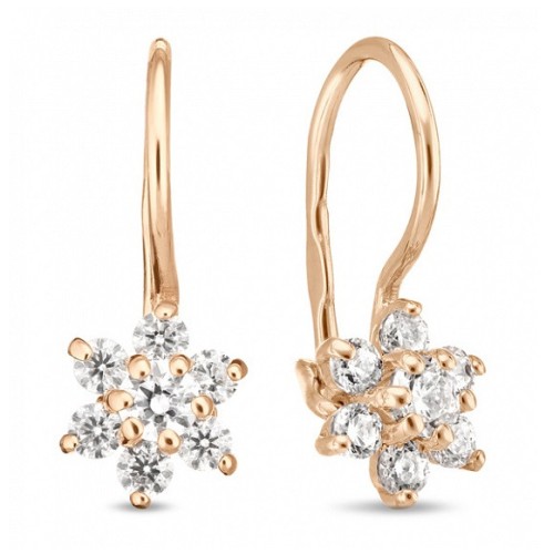 Золотые cерьги классические с фианитом