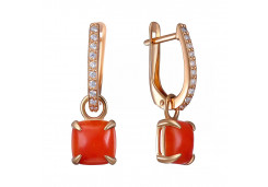 Серебряные cерьги висячие с кораллом