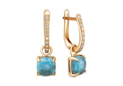 Серебряные cерьги висячие с бирюзой