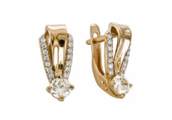Золотые cерьги классические с фианитом