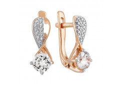 Золотые cерьги классические с фианитом