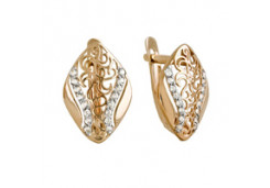Золотые cерьги классические с фианитом