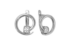 Серебряные cерьги классические с фианитом