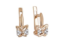 Золотые cерьги классические с фианитом