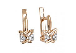 Золотые cерьги классические с фианитом