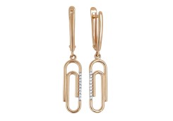 Золотые cерьги висячие с фианитом