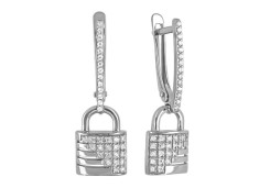 Серебряные cерьги висячие с фианитом