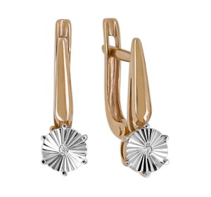 Золотые cерьги с фианитом