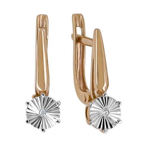 Золотые cерьги с фианитом