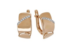 Золотые cерьги классические с фианитом