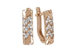 Золотые cерьги классические с фианитом