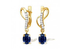 Золотые cерьги висячие с лондон топазом